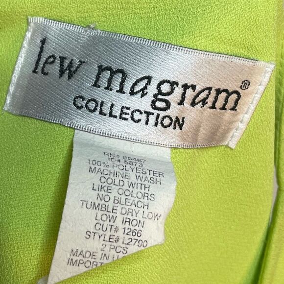 Lew Magram Neon Lime Green Top & Bottom Set Size 14 - Picture 12 of 16